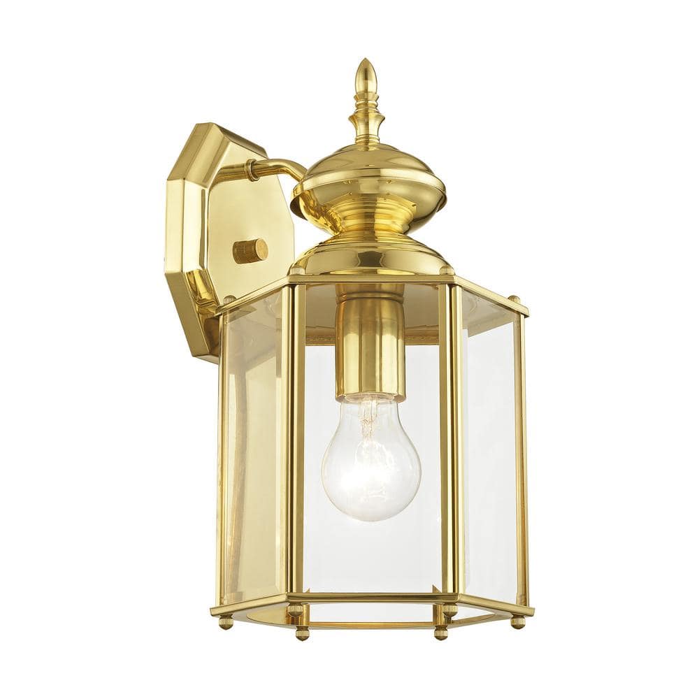 Elegant Polished Brass Lantern Sconce with Clear Beveled Glass