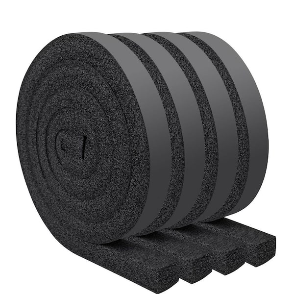 1 in. x 1 in. High Resilience Foam Weather Stripping Insulation Strip No Glue 6.5 ft. per Roll Black (4-Pack)