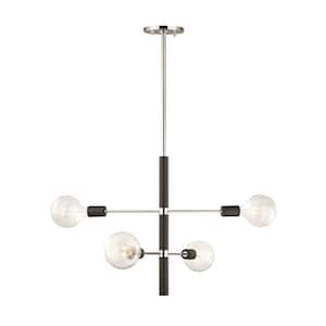 Astrid 4-Light Polished Nickel Chandelier with Black Accents