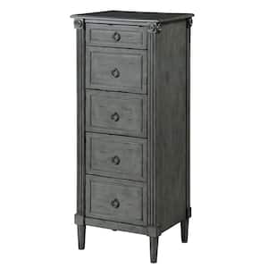 Elani 5-Drawer Antique Gray Chest of Drawers (46.5 in. H x 18 in. W x 15.5 in. D)