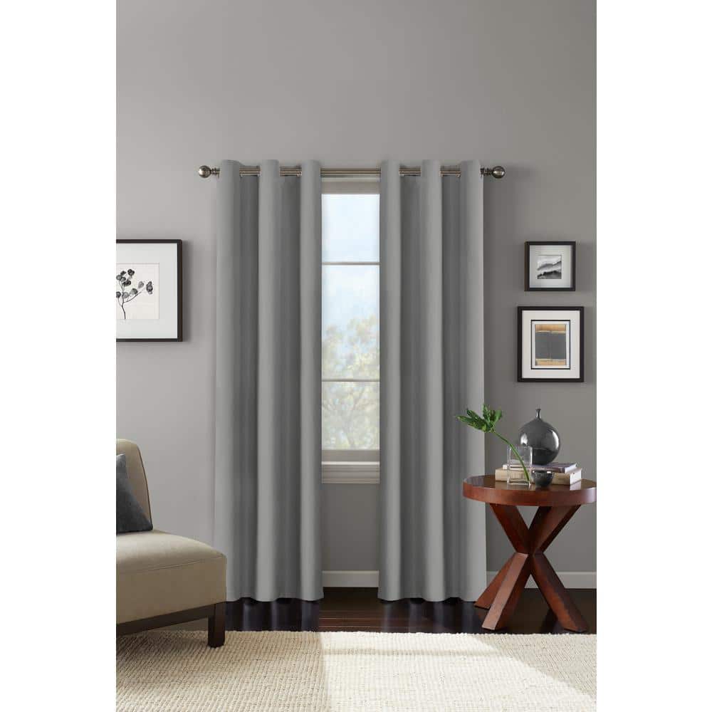Colordrift Grey Solid Polyester 42 in. W x 84 in. L Grommet