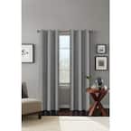 Grey Solid Polyester 42 in. W x 84 in. L Grommet Blackout Curtain Panel