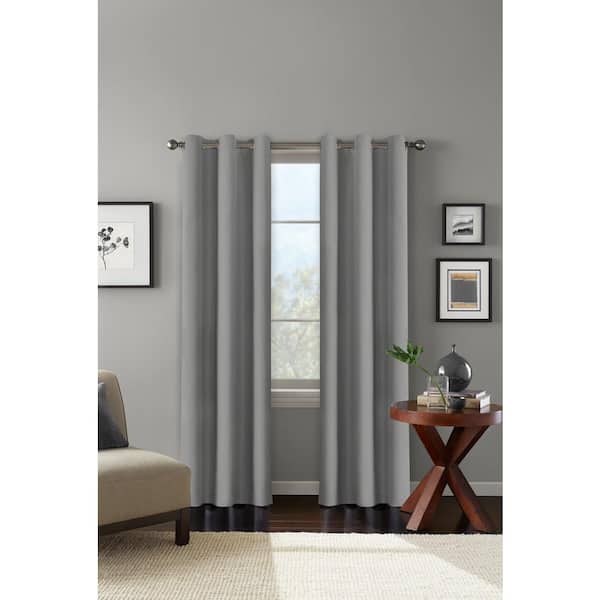 Colordrift Grey Solid Polyester 42 in. W x 84 in. L Grommet Blackout Curtain Panel