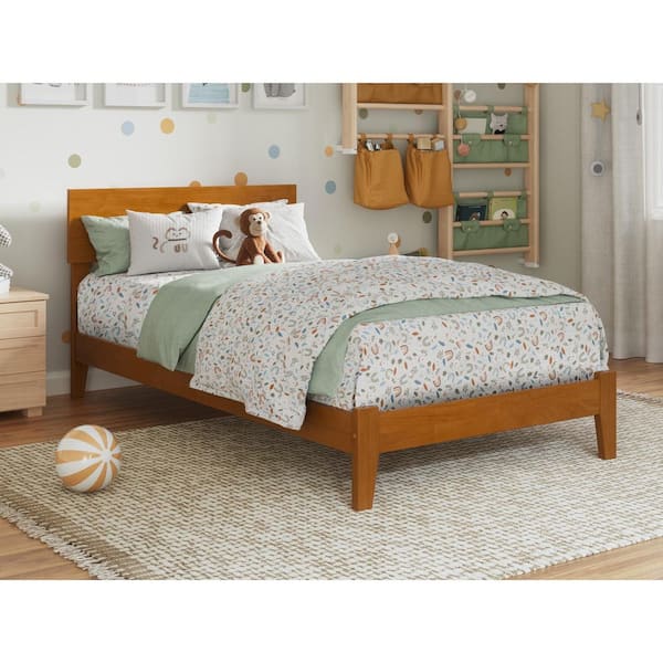 AFI Orlando Light Toffee Natural Bronze Solid Wood Frame Twin Low Profile Platform Bed