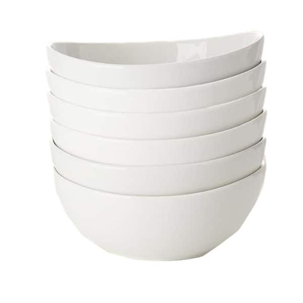 Anqtovp 18 fl. oz. White Porcelain Bowl Set of 6, Microwave