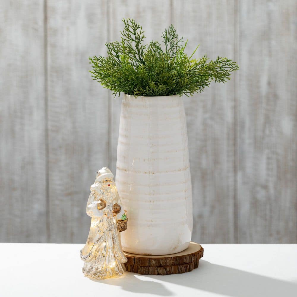 Elegant Rustic White Ceramic 13.5" Table Vase