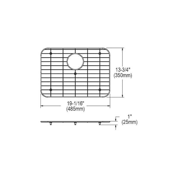 Dayton 13.75 in. x 19.0625 in. Bottom Grid for Kitchen Sink in Stainless Steel