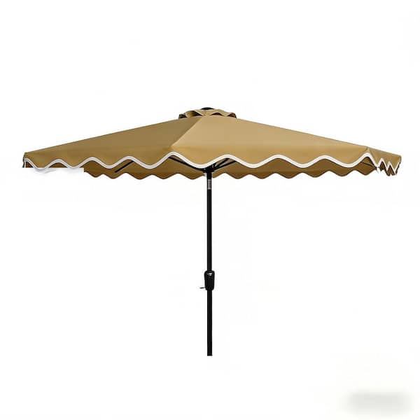 10 ft. Miro Market Outdoor Patio Umbrella in Khaki with Crank Lift System for Garden Beach Patio (without Base)