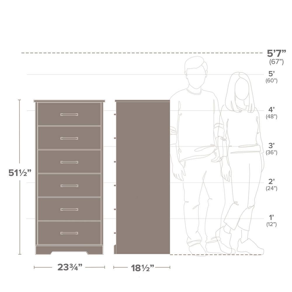 Washed White 6-Drawer Farmhouse Vertical Dresser