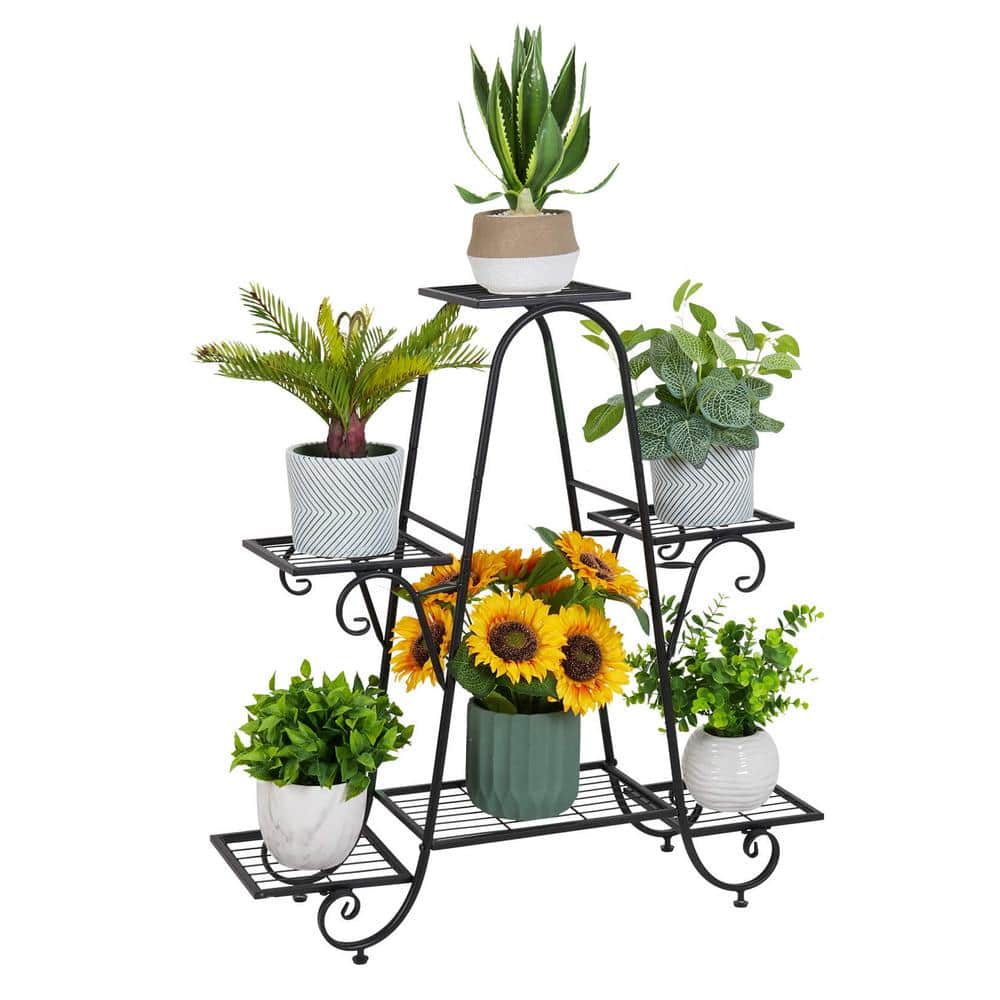 AESOME 33.5 in. Plant Stand Tall Flower Pot Holder 6 Tier Storage ...