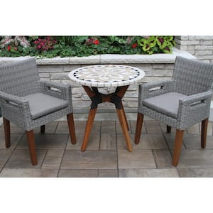 Round 30 in. Spanish Marble Eucalyptus and Metal Outdoor Bistro Table
