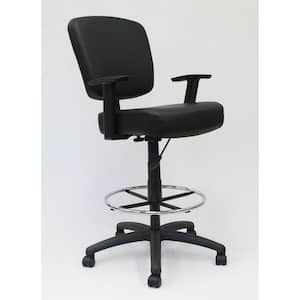 Black Modern Style Drafting Chair with Adj Arms