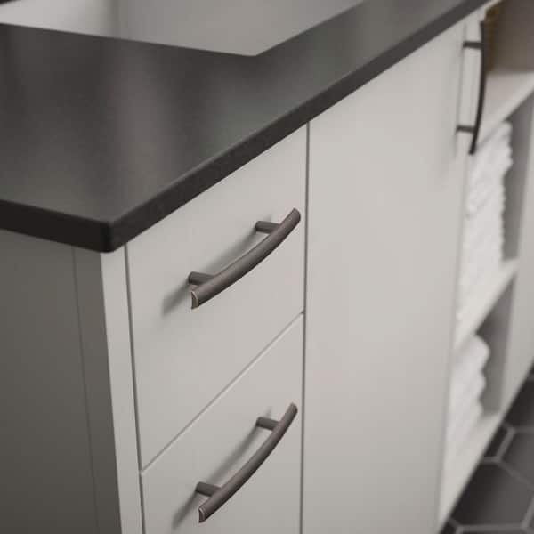 Arched 3-3/4 in. (96 mm) Modern Bronze with Copper Highlights Cabinet Drawer Bar Pull