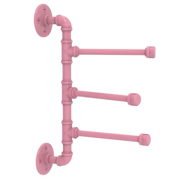 Allied Brass Pipeline 6in. 3 Swing Arm Vertical Towel Bar in Pink