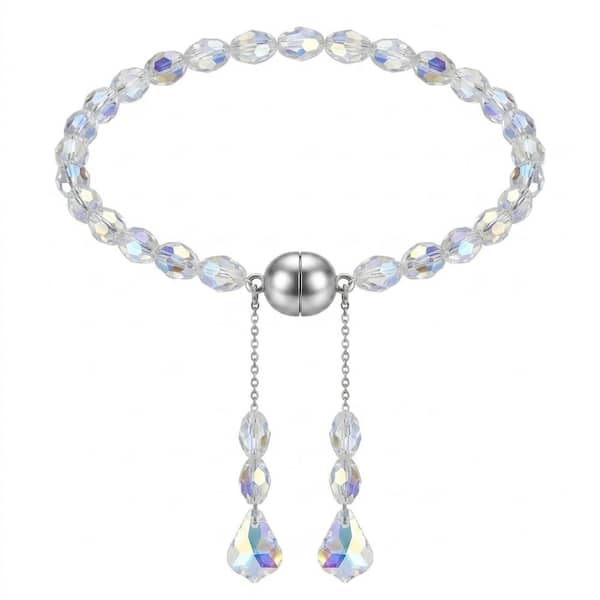 Elegant Magnetic Crystal Bead Curtain Tiebacks (2-Pack, White)