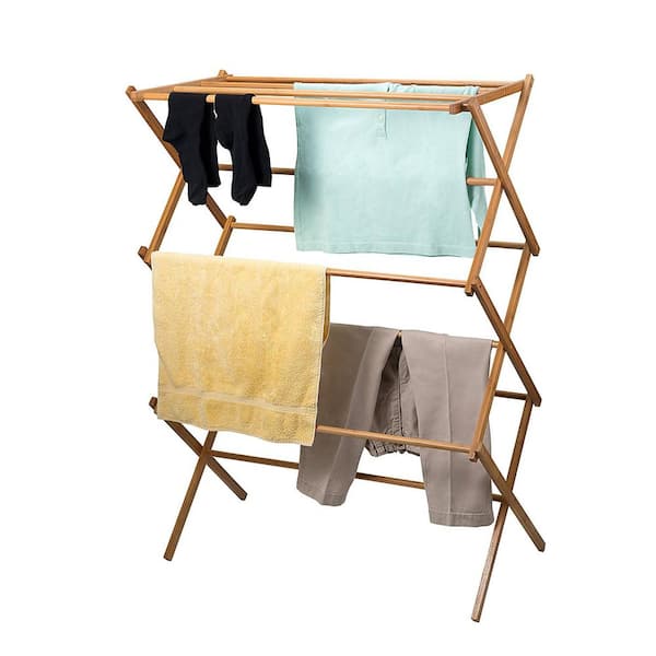 Home it 30 in x 20 in Bamboo Wooden clothes Drying Rack 420 - The