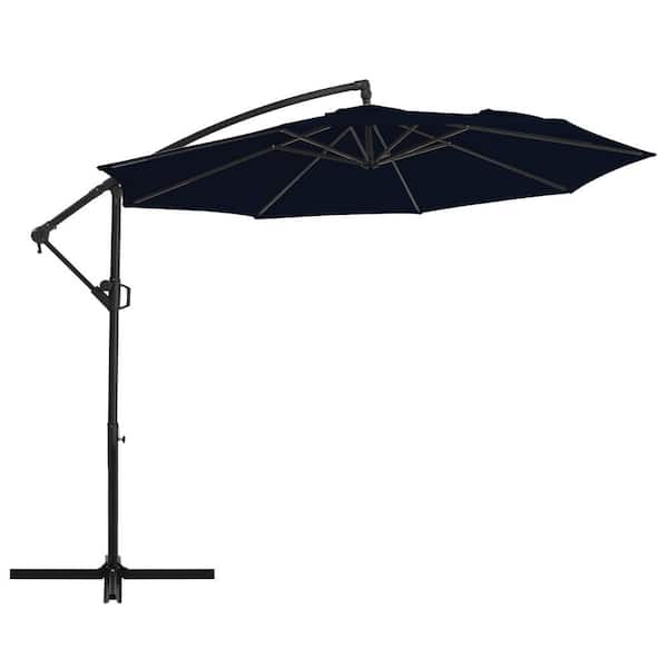 10 ft. Patio Offset Umbrella Outdoor Cantilever Umbrella Navy Blue