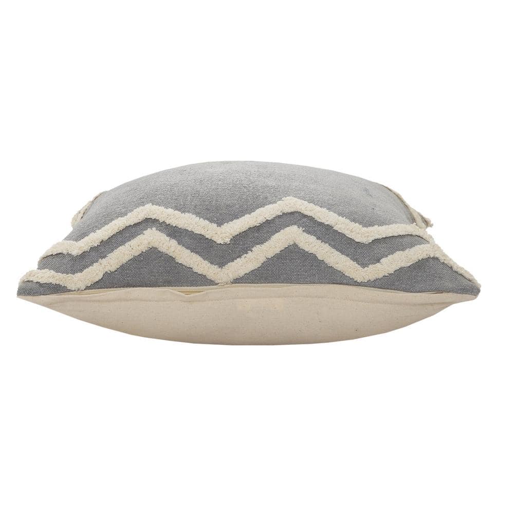 Elevated Classic Chevron Bordered 20" Square Throw Pillow in Gray & White