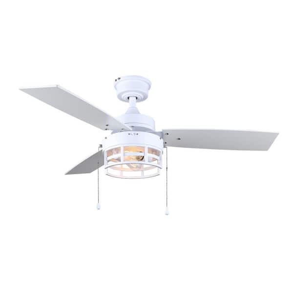 CANARM Attley 42 in. Indoor Standard White Ceiling Fan with Vintage LED Bulbs Included