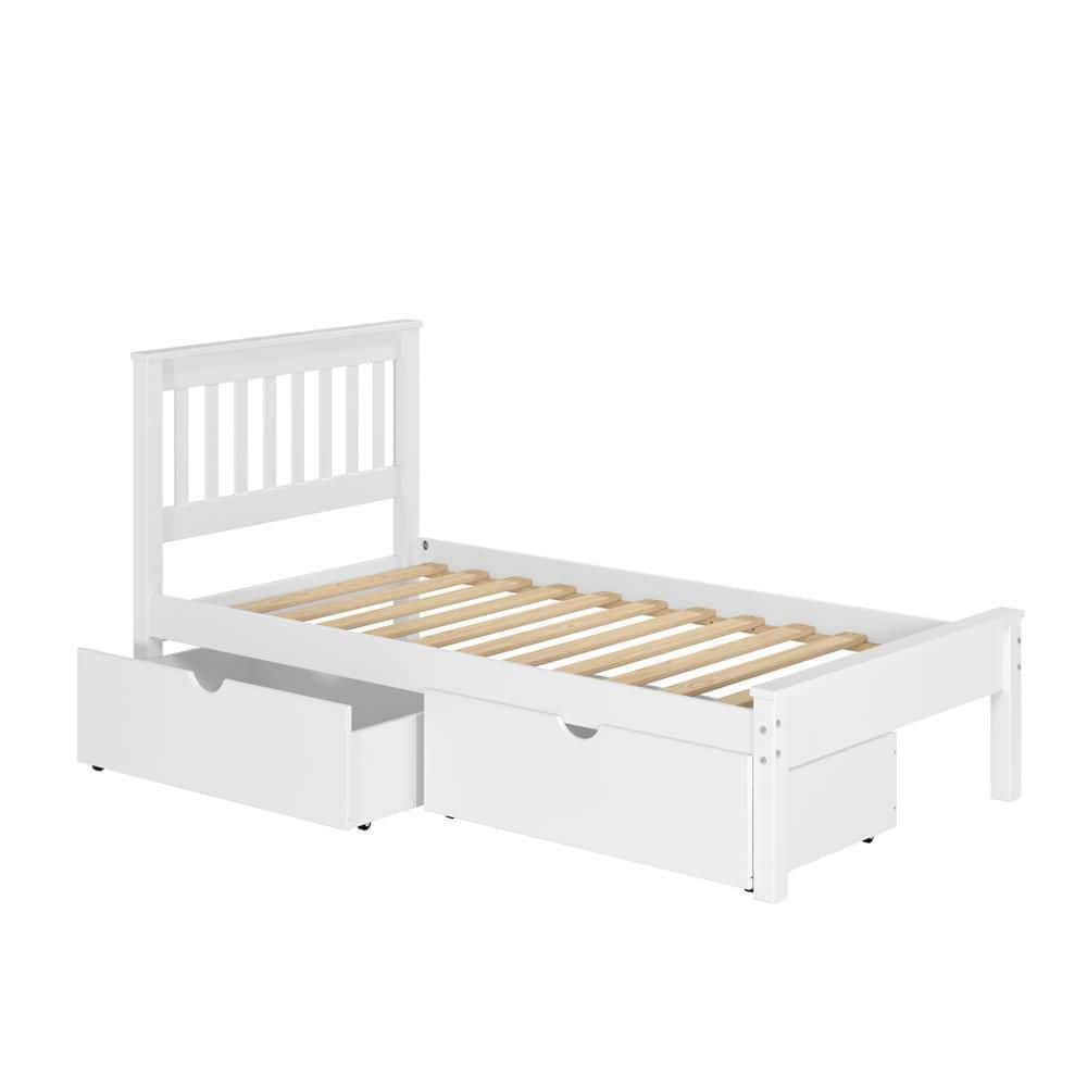 Donco Kids White Twin Contempo Bed with Dual Under Bed Drawers 500-TW ...