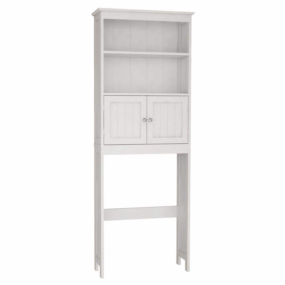 Tileon 23.6 in. W x 62 in. H x 9.1 in. H D White MDF Bathroom Shelf Over The Toilet Storage Cabinet Space Saver with 3-Shelf