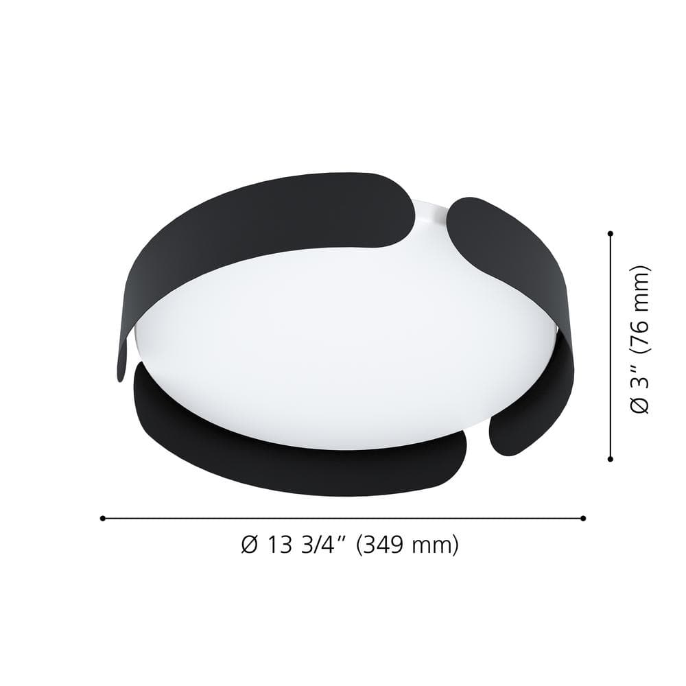 White Glass LED Flush Mount Ceiling Light, 13.75"