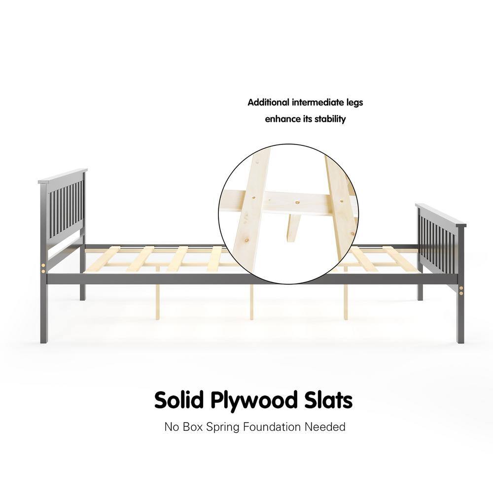 Espresso Full Double Wood Platform Bed with Sturdy Slats