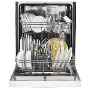 Front Control Tall Tub Dishwasher in White with Stainless Steel Tub