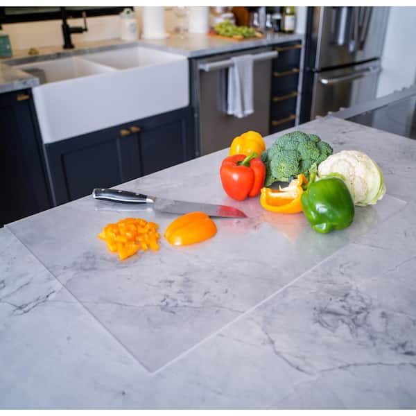 Acrylic Anti-slip Transparent Cutting Board With Lip For Kitchen