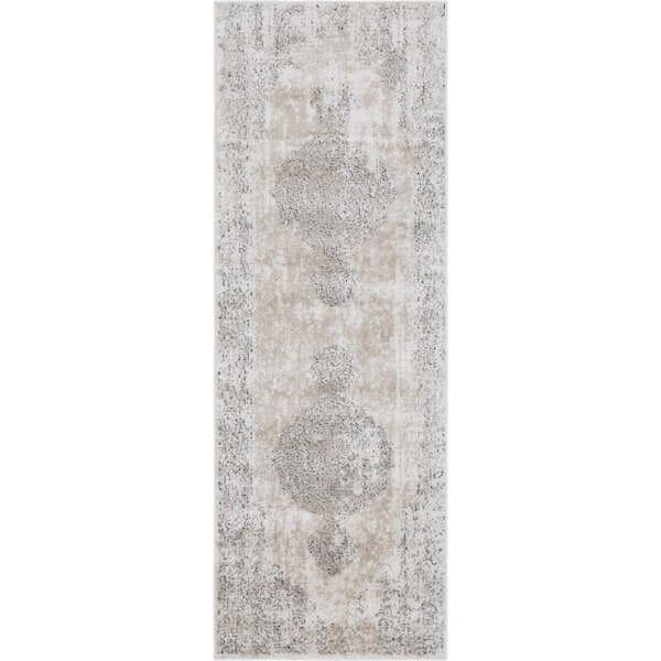 Unique Loom Portland Woodburn Ivory 2 ft. 2 in. x 12 ft. Runner Rug
