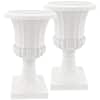 Arcadia Garden Products Deluxe Pedestal 16 in. x 27 in. White Plastic Urn (2-Pack) PL51WT-2