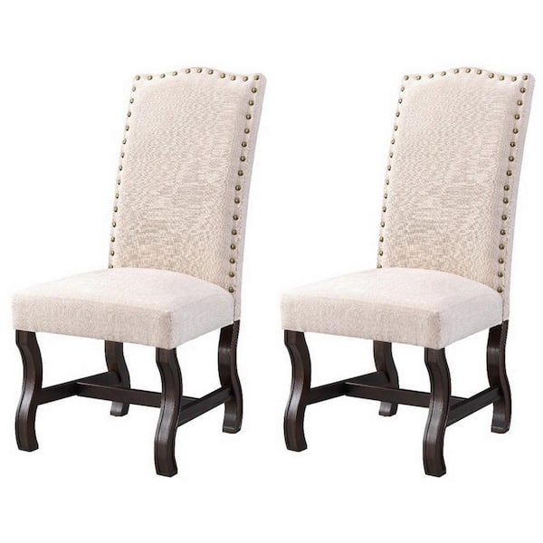 Coast to Coast Accents Beca Dark Brown and Cream Set of 2 Upholstered ...