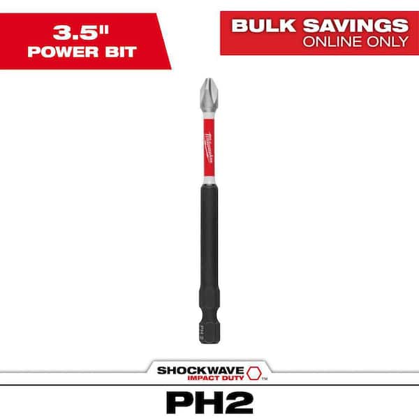 Milwaukee SHOCKWAVE Impact Duty 3-1/2 in. Phillips #2 Alloy Steel Screw Driver Bit (1-Pack)