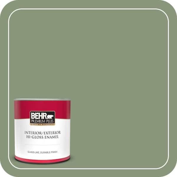 BEHR PREMIUM PLUS 1 qt. #S390-5 Laurel Tree Hi-Gloss Enamel Interior/Exterior Paint & Primer