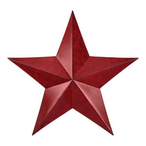 25 in. Red Washed Metal Patriotic Star Wall Decor with Back Hanger