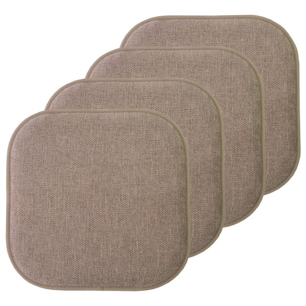 Sweet Home Collection Alexis Chocolate 16 in. x 16 in. Non Slip Memory Foam Seat Chair Cushion Pads (4-Pack)