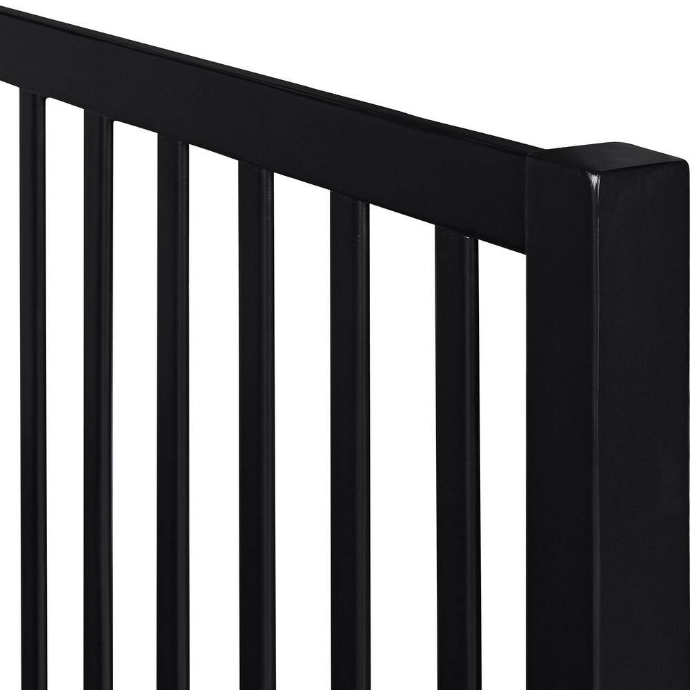 Hampton Black Pine Wood King Platform Bed with Slatted Headboard