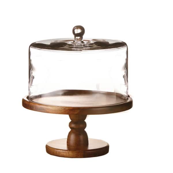 11.8 in. D x 12.2 in. H 1-Tier Clear Madera Pedestal Cake Stand Plate with Dome