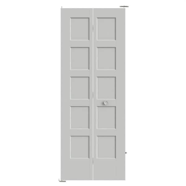 Masonite 30 in. x 80 in. 5-Panel Bayshore Hollow Core Silver Bullet Molded Composite Bi-Fold Door