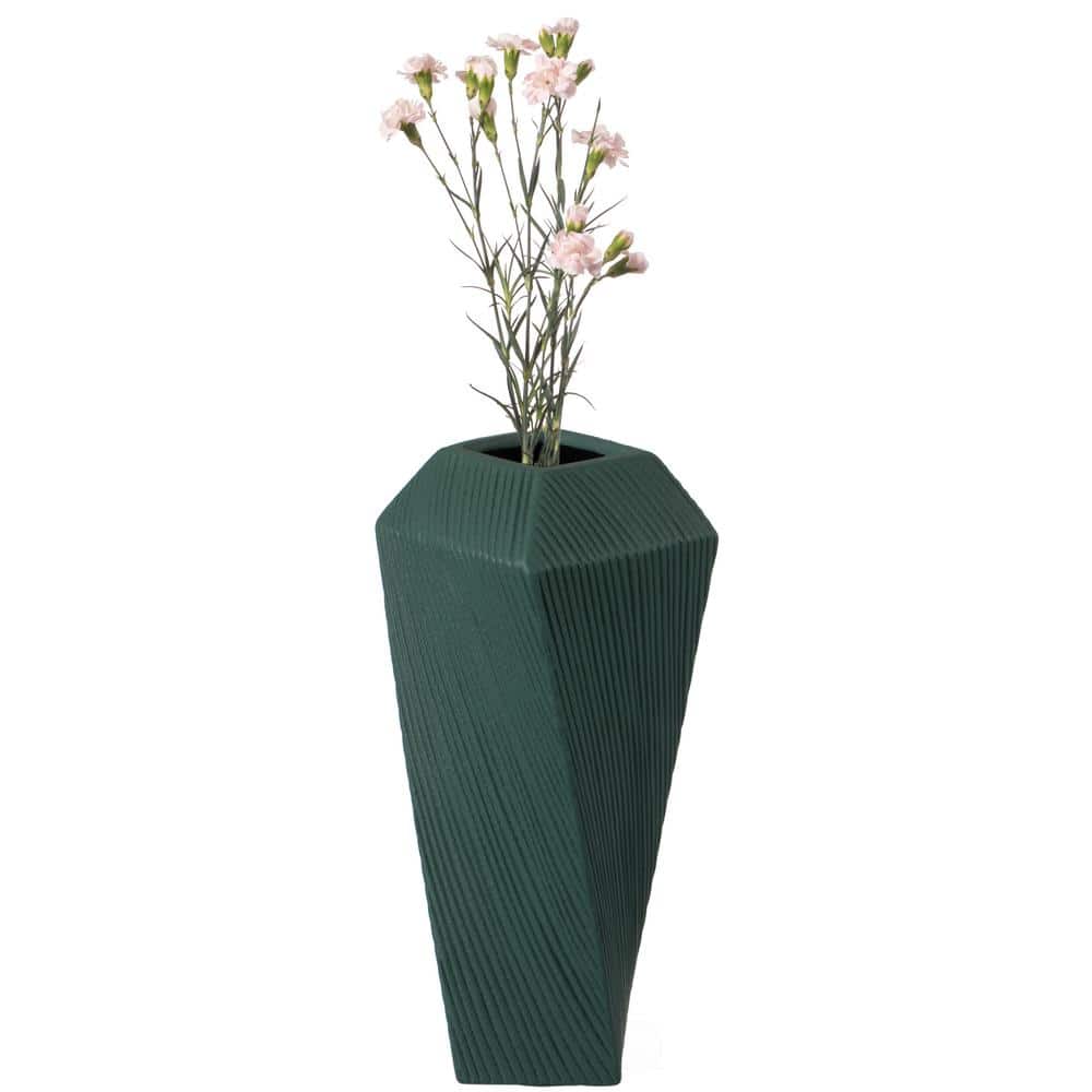 Tiny Green Ridged Ceramic Decorative Table Vase