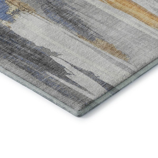 Mayfield Premium Machine Washable Abstract AMF1979 Navy 5 ft. x 7 ft. 6 in. Area Rug