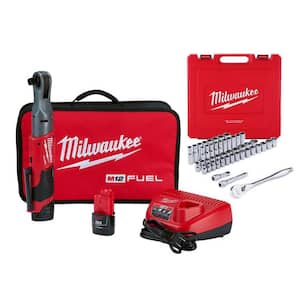 M12 FUEL 12-Volt Lithium-Ion Brushless 1/2 in. Cordless Ratchet Kit with Mechanics and Impact Sockets (70-Piece)
