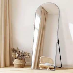 22 in. W x 65 in. H inch Metal Arch Stand Full Length Mirror in Silver