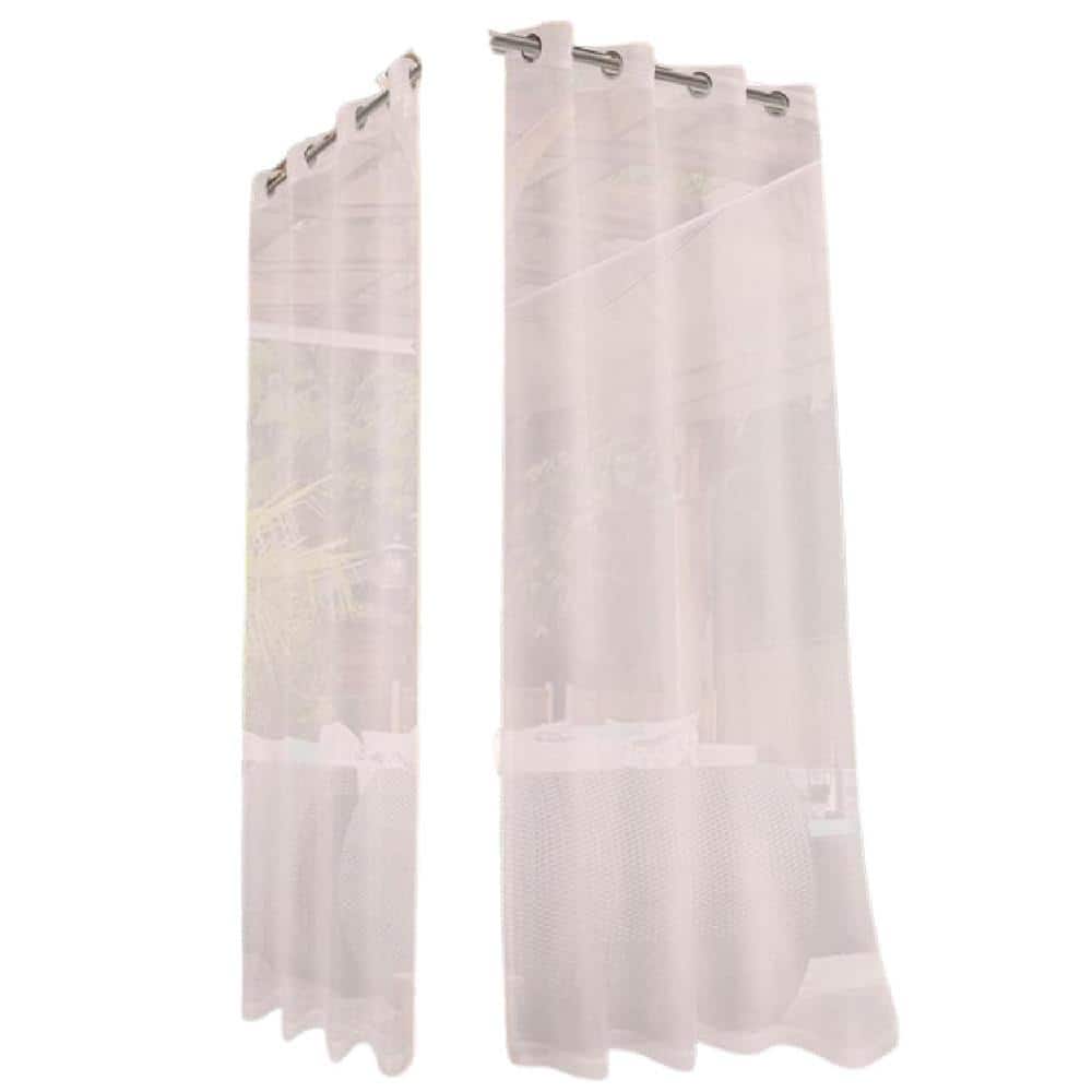 54 in. x 84 in. Sheer Outdoor Curtains for Patio Waterproof Grommet Indoor 