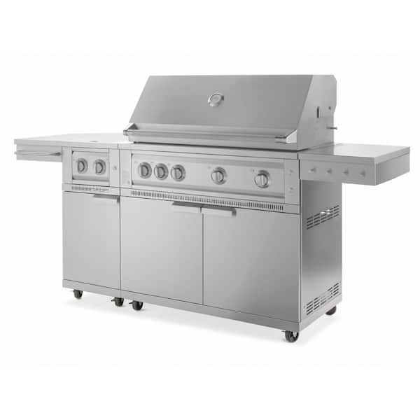 NewAge Products Outdoor Kitchen 40 in. Propane Gas 7 Burner Stainless Steel Grill Cart with Platinum Grill and Dual Side Burner 67118 The Home Depot