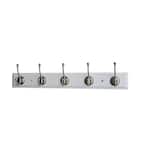 27 in. L Satin Nickel Round Ball Tipped 5-Hooks on White Hook Rail
