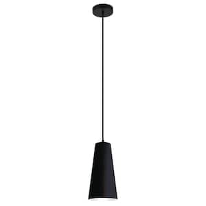 Pratella 1 5.4 in. W x 10.55 in. H 1-light Structured Black Mini Pendant Light with Metal Shade