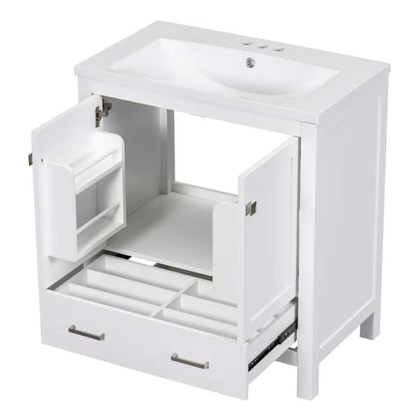 COWLOWN 30 in. W x 18 in. D x 34 in. H Bathroom White Linen Cabinet