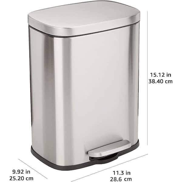 3.1 gal. Sliver Rectangular Metal Household Trash Can with Lid