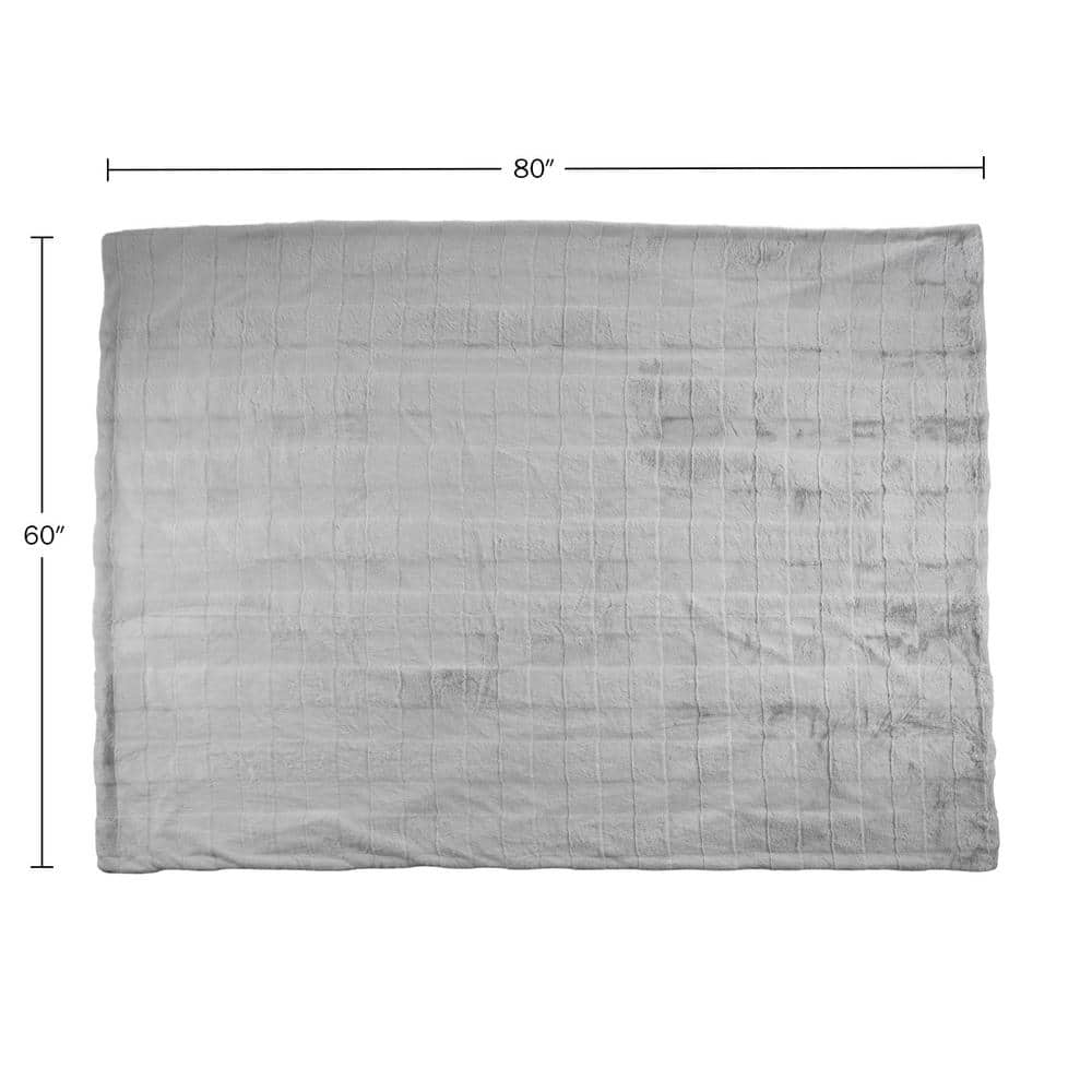 Gray Queen Size Reversible Faux Fur Blanket